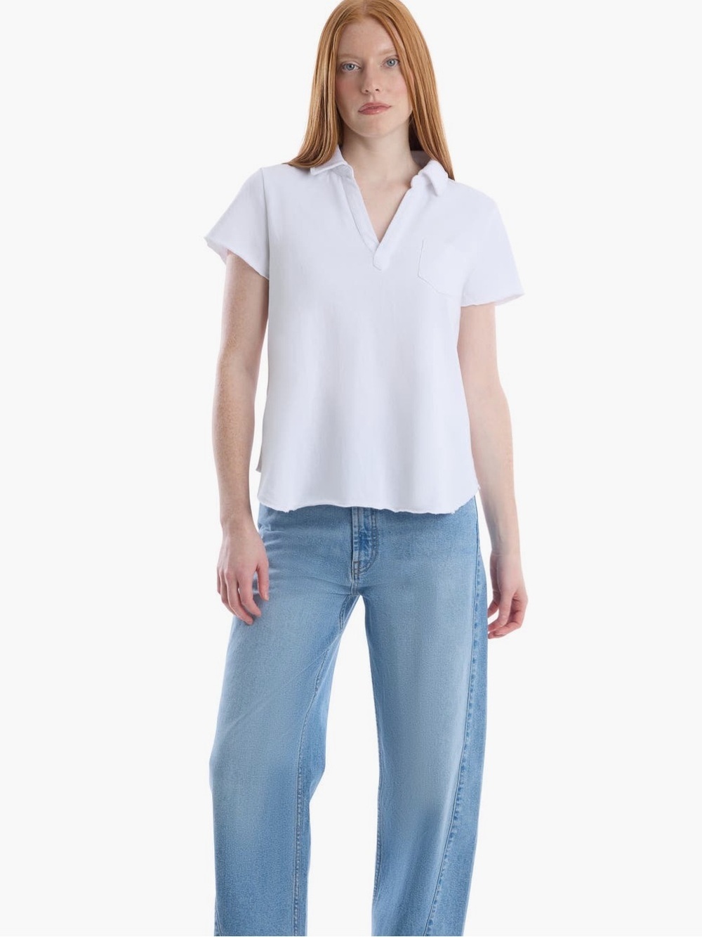 J. Crew White Linen V-Neck Short Sleeve Top